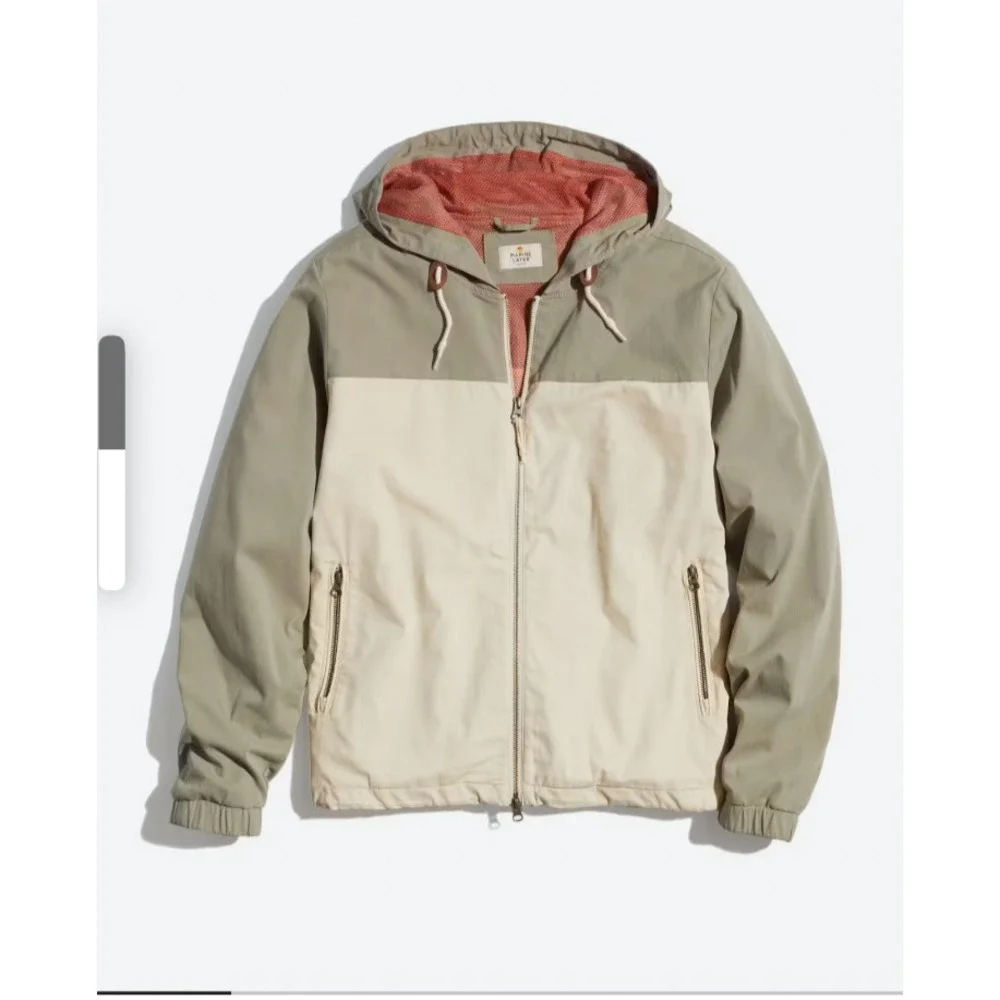 Marine Layer Dawson Stretch Twill Hooded Windbreaker Jacket Mens M Full Zip